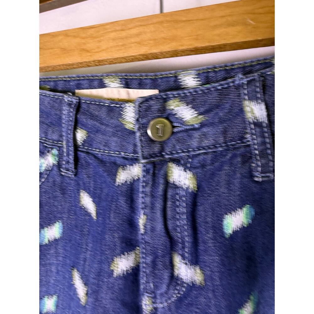 Pilcro Printed Denim Cuffed Shorts Size 29 Blue Ikat Anthropologie - Picture 3 of 7